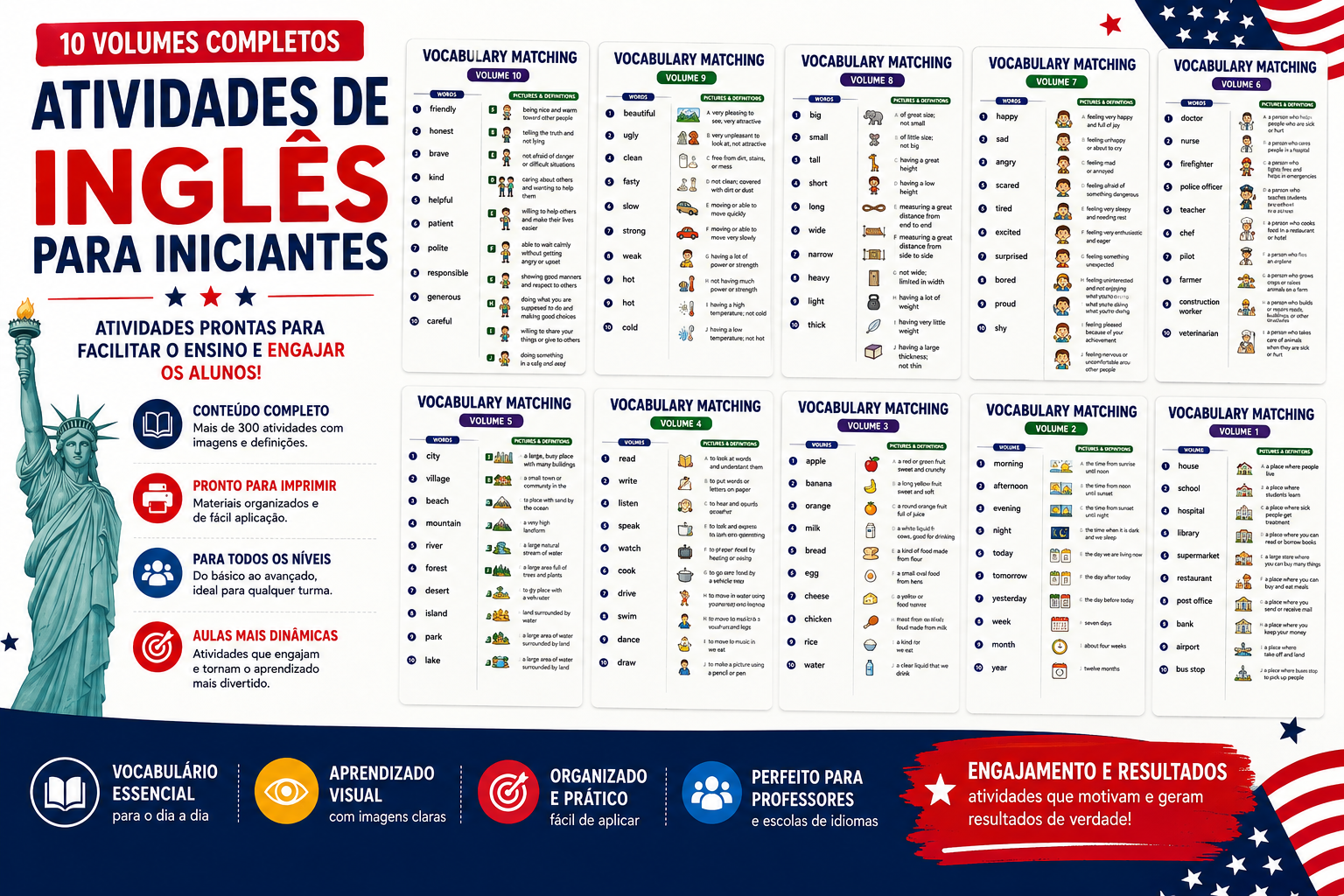 Atividades de inglês para iniciantes com vocabulário ilustrado
